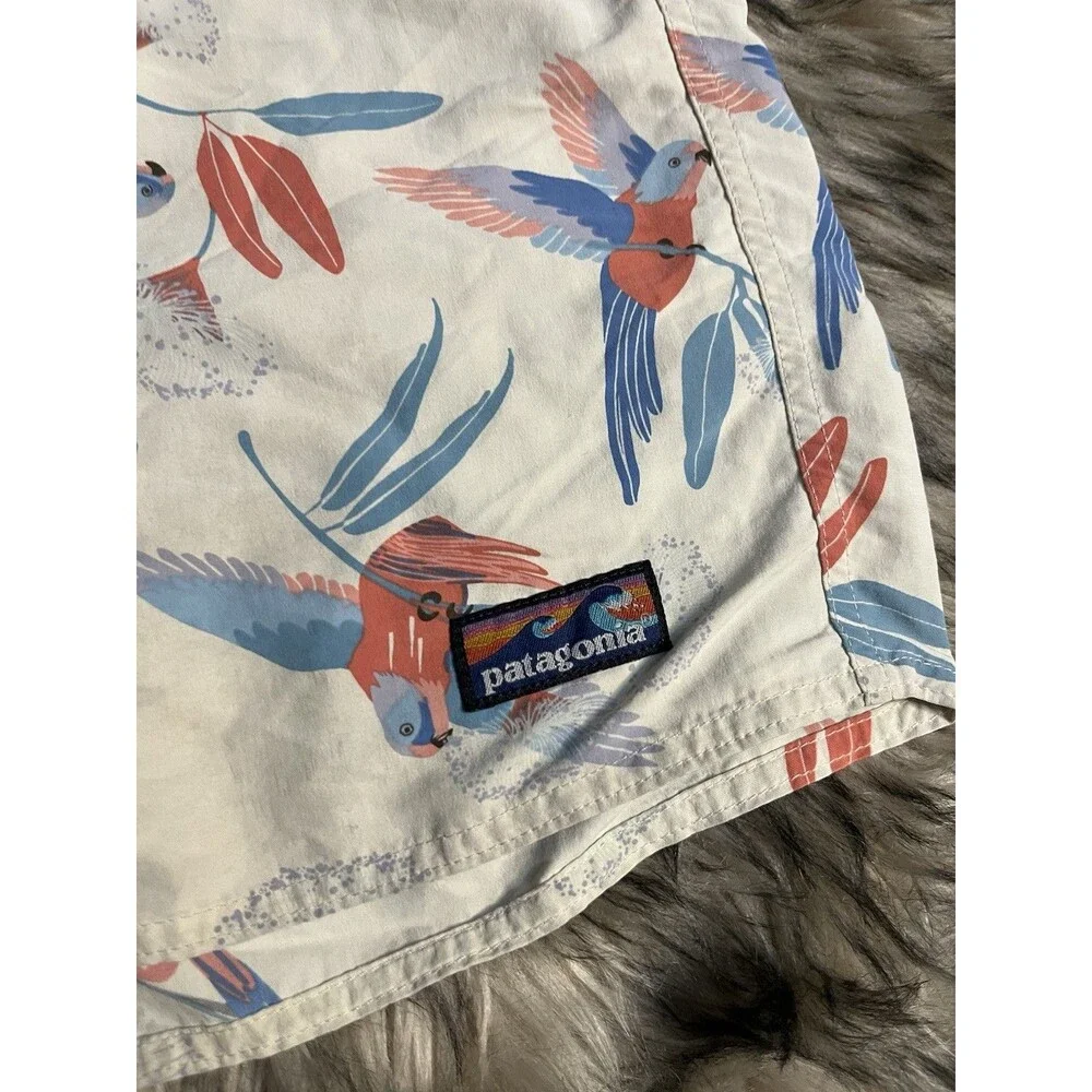Patagonia Bird Print Wavefarer Boardshort Drawstring Swim Trunks